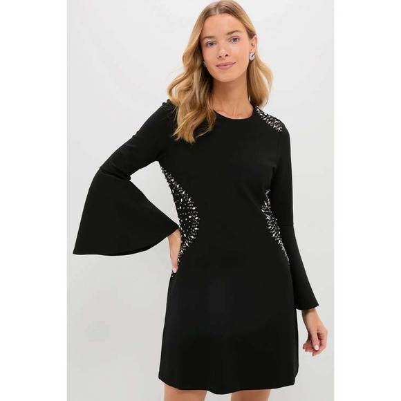 Tuckernuck Dresses & Skirts - Tuckernuck Embellished Farrow Dress Large Black Rhinestone Cocktail Party Glam